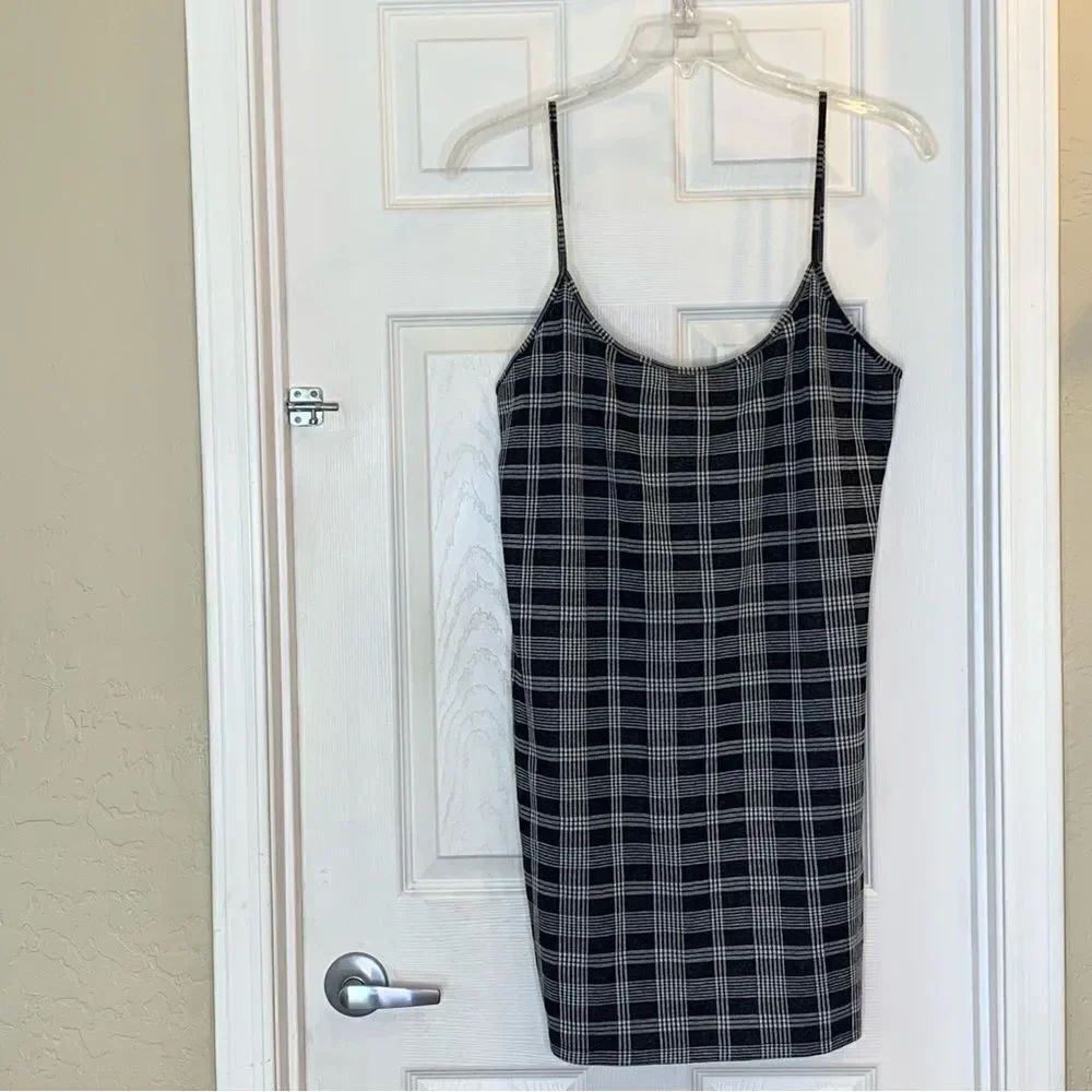 Fashion Nova As If Plaid Mini Dress - Black/White Size 2X